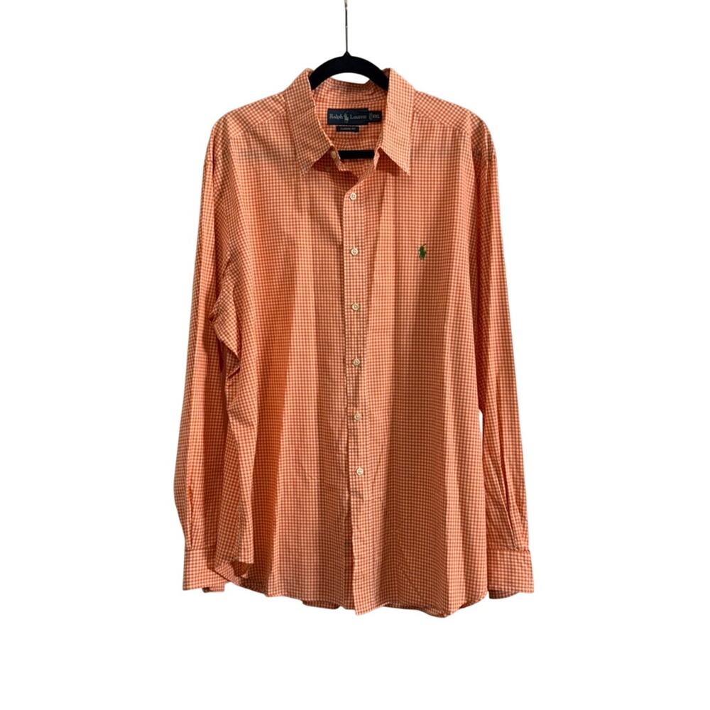Men's Ralph Lauren Orange Checkered Button Up - Relaxed Fit XXL